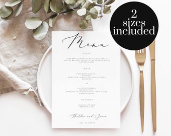 Wedding Menu Cards, Printable Menu Cards for wedding, Instant Download, Editable Menu template 110