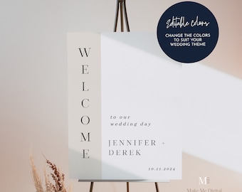 Classic Serif Wedding Welcome Sign Template modern reception printable wedding large easel welcome sign Instant Download 101 MCKENNA