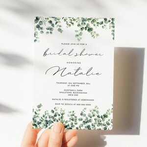 Green Eucalyptus Bridal Shower Invitation template botanical Invitation, green Bridal Shower Invite, Instant Download, Editable PDF 127