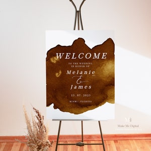 Bohemian Rust Welcome sign, Rustic Terracotta wedding welcome sign easel printable, fall wedding, desert wedding suite copper wedding RUSTB