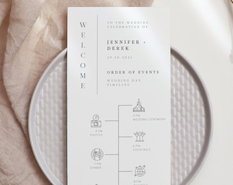 Modern Minimalist Wedding Day Timeline Itinerary Template Order of Events Infographic ,Editable Welcome Bag Letter Schedule Printable 101