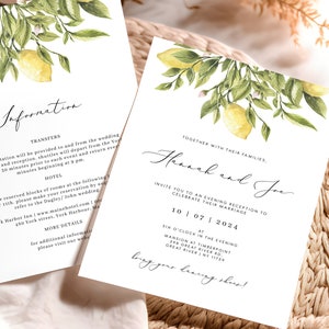 Lemon Evening Wedding Double Sided Invitation citrus, Amalfi Coast Wedding Invite Instant Download Destination Spanish, Sorrento evite 122