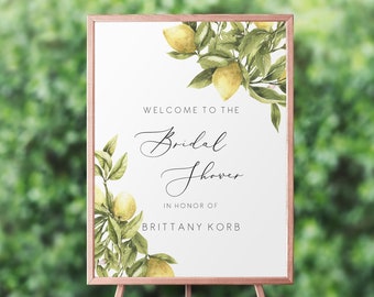 Lemon welcome sign Bridal Shower Citrus  Welcome to Bridal Shower Sign , Instant Download PDF,  lemon bridal shower, welcome sign 122