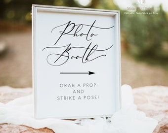 Elegante Kalligraphie Photo Booth Zeichen, modernes Schnappen Sie sich eine Requisite Photobooth Zeichen, Sofortdownload, schlagen Sie eine Pose Photobooth Zeichen Zeichen 110