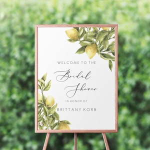 Lemon welcome sign Bridal Shower Citrus  Welcome to Bridal Shower Sign , Instant Download PDF,  lemon bridal shower, welcome sign 122
