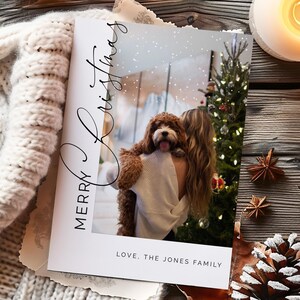 2024 Moderne Minimalistische Familie Weihnachtskarte | Personalisierte druckbare Weihnachtspostkarte | Sofort Download Merry Christmas Greeting ZAHRA