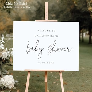Modern Baby Shower Welcome Sign Welcome Baby Shower Sign Printable welcome Sign Instant Download minimal sign Welcome Editable 111