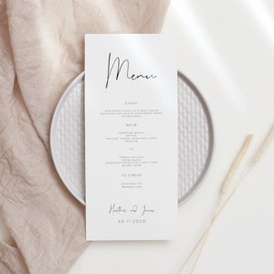 Minimal Wedding Menu Template, Minimalist Wedding Menu, Modern Wedding Menu, Let's Eat Menu, Templett Wedding Menu 120 image 1