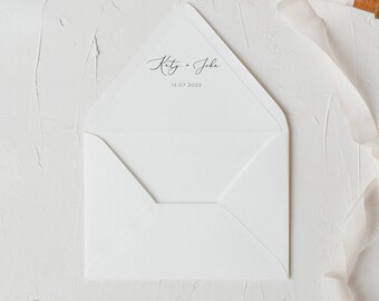 FRIDA | Personalised Envelope Liner Template DIY, Elegant Envelope Liner, Wedding modern Envelope Liner Printable Wedding Monogram 110