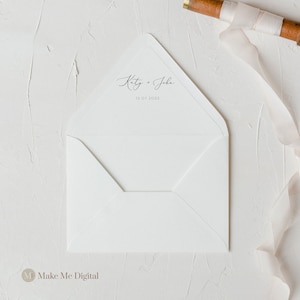 FRIDA | Personalised Envelope Liner Template DIY, Elegant Envelope Liner, Wedding modern Envelope Liner Printable Wedding Monogram 110