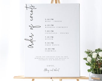 Wedding Ceremony Order of Events Sign, Order of the Day ,Instant Download, Wedding Sign Template, Printable Modern order of events sign 111