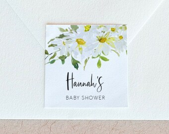 White Daisy Envelope Seal Label template, White Daisy Envelope Seal Sticker Printable , White Floral Envelope Label DIY baby shower 121