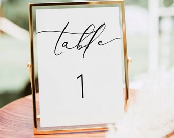 Elegant Calligraphy table Number Template Printable Wedding Table Number modern classic Table Number place settings Instant Download 110