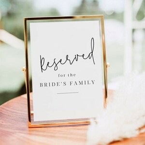 Modern Calligraphy Reserved seat sign, minimalist wedding reserved seat sign Printable flat Cards minimal wedding ceremony sign 111