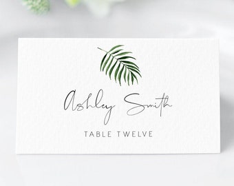Tropical Place Card Template, INSTANT DOWNLOAD, Printable Beach Wedding Escort Card, Name Card, Seating Card, Editable Text 119