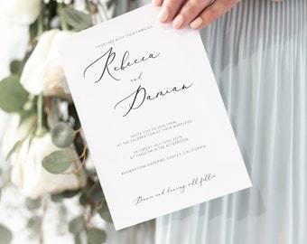 Elegant Wedding Invitation Template Elegant Classy Wedding Invitation Printable Edit Text and Colors Yourself Calligraphy Font Wedding 110