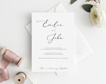 Elegant Wedding Invitation Template Editable Classy Wedding Invitation Printable Edit Text and Colors Yourself Calligraphy Font Wedding 110