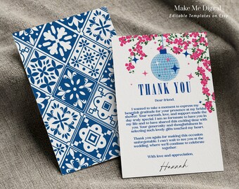 Thank you Dancing Queen Bridal Shower card, Greek Mamma Mia hen do thank you printable, bride thank editable theatre movie hen party card