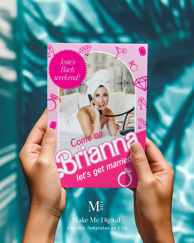 Iconic Fashion Doll Bachelorette Weekend Invitation, Hot Pink Hen Pool ...