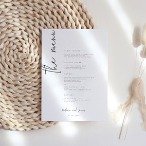 Modern Wedding Menu, Printable Menu Cards for wedding, elegant dinner wedding menu, Templett Instant Download, Editable Menu template 111