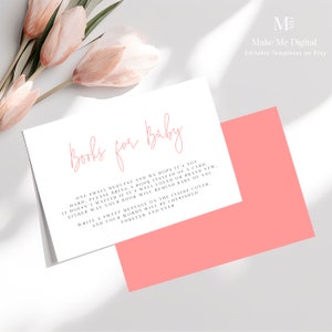 Livros cor de rosa para cartão de bebê, cartão de presente de chá de bebê minimalista rosa para menina, livros de chá de bebê faça você mesmo para cartão de bebê download instantâneo 111