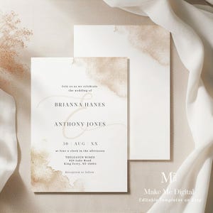 Boho Beige Wedding Invite, unique wedding invitation printable, Simple taupe wedding invitation, digital wedding invitation printable desert