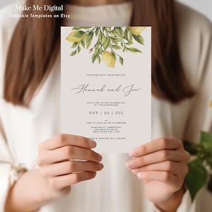 Lemon Wedding Double Sided Invitation citrus Invitation, Yellow lemon Wedding Invite Instant Download Editable yellow citrus information 122 image 7