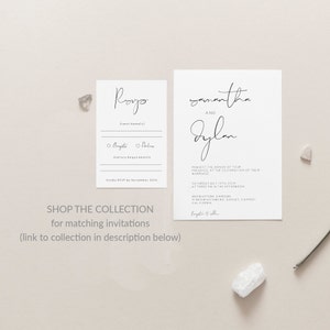 May include: Wedding invitation with a white background and black text. The invitation reads "Samantha and Dylan request the honor of your presence at the celebration of their marriage. Saturday July 13th, 2019 at three PM in the afternoon. Brownstone Gardens, Brownstone Rd, Oakley, CA 94561.  RSVP by November 30th."