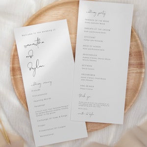 Modern Wedding Ceremony Program Template , Printable Wedding Long booklet, monochrome Wedding Ceremony Template card, Instant Download 120 image 8