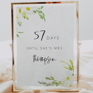 Daisy Bridal Shower Countdown Sign Template, Daisy Days Until I Do Sign ...