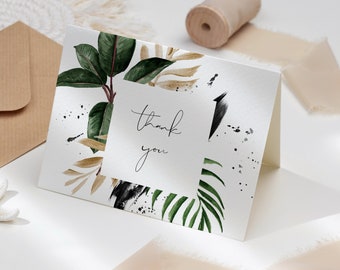 Editable Tropical thank you card Template thank you card Printable Monstera Wedding Cards Palm Leaf Editable thank you card Banana Leaf 119