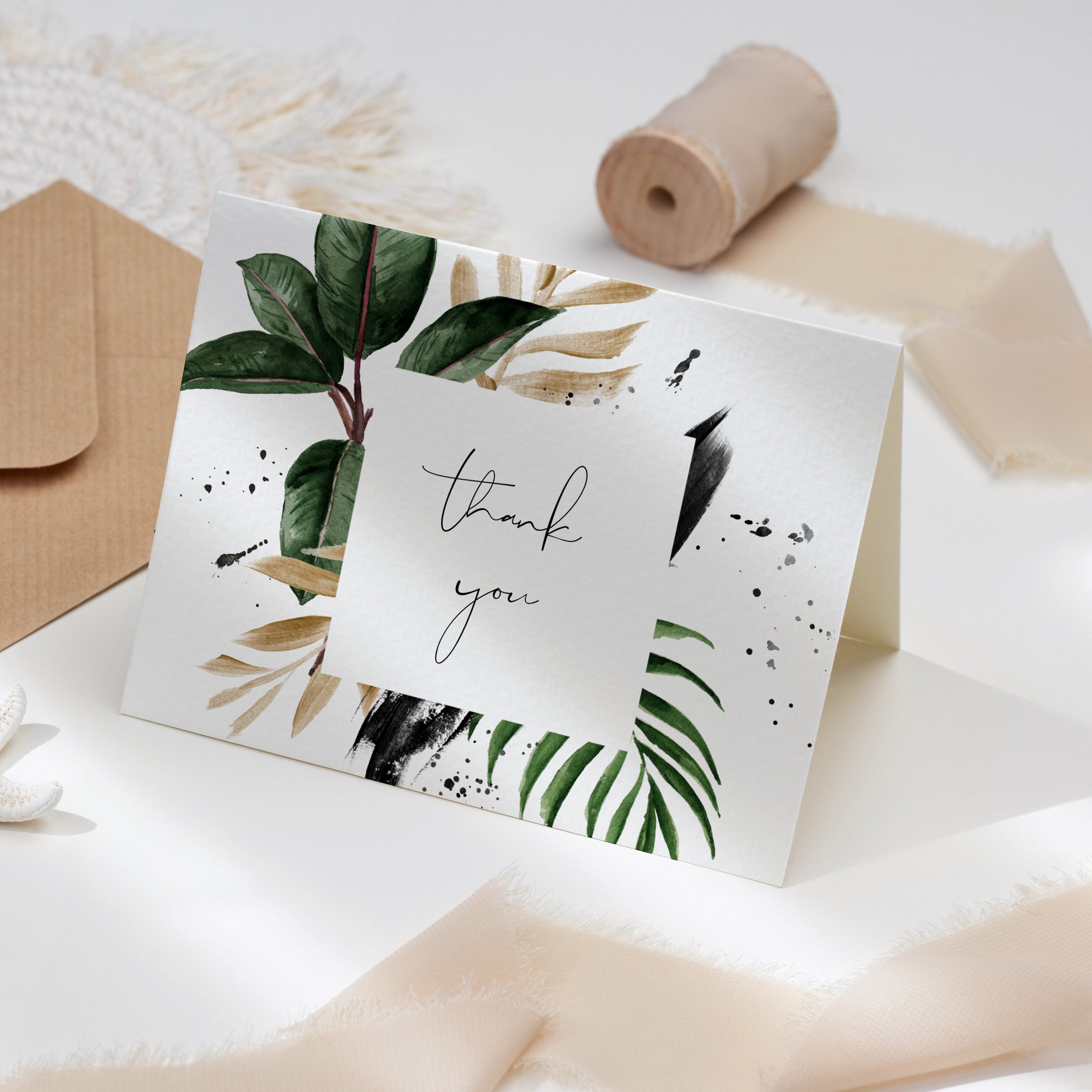 Editable Tropical Thank You Card Template Thank You Card Printable ...