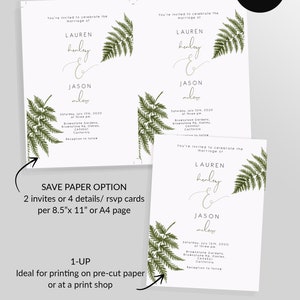 Elegant Fern wedding invite, editable fern wedding invitation, Greenery wedding invite, instant download 112 image 7