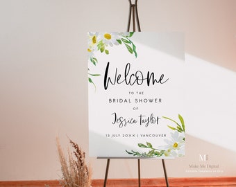 Daisy Bridal Shower Welcome Sign, bridal shower Sign, Welcome Daisy floral Sign, Printable Sign Instant Download Welcome Editable 121