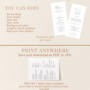 Modern Wedding Ceremony Program Template , Printable Wedding Long booklet, monochrome Wedding Ceremony Template card, Instant Download 120 image 4