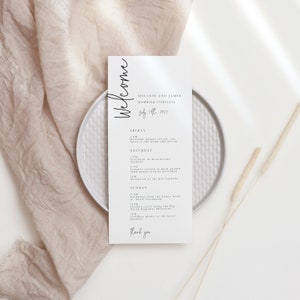 Modern Minimalist Welcome Itinerary, Wedding Welcome Letter Printable, Wedding Weekend Itinerary, Welcome Bag Letter, Welcome Note 111