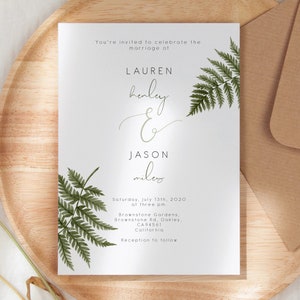 Elegant Fern wedding invite, editable fern wedding invitation, Greenery wedding invite, instant download 112 image 3