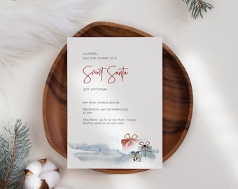 Secret Santa Party invite | Festive party Invitation Template | Secret Santa invitation | Christmas gift exchange party invite XMAS