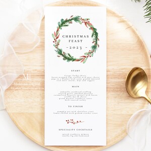 Christmas Menu 2023 Printable Rustic Christmas Menu family dinner minimal dinner SCANDI Instant Download Editable Christmas dinner menu xmas image 4