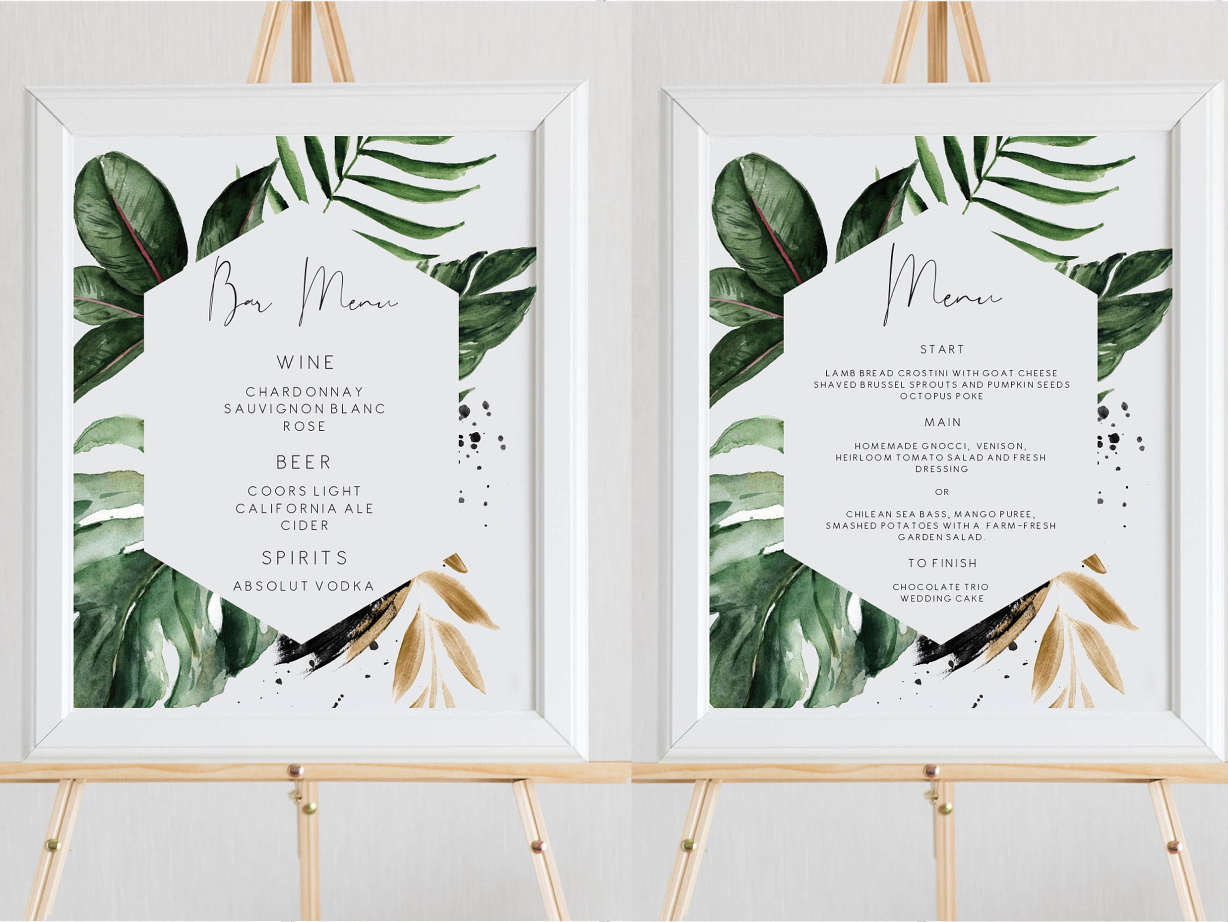 Tropical Bar Menu Wedding Sign Palm Leaf Bar Template Sign