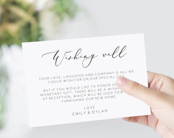 Elegant wishing well card wedding gift card, wedding wishing well card,wedding insert card, instant download 110