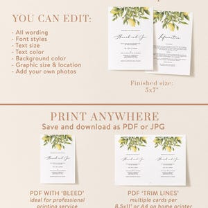 Lemon Wedding Double Sided Invitation citrus Invitation, Yellow lemon Wedding Invite Instant Download Editable yellow citrus information 122 image 4