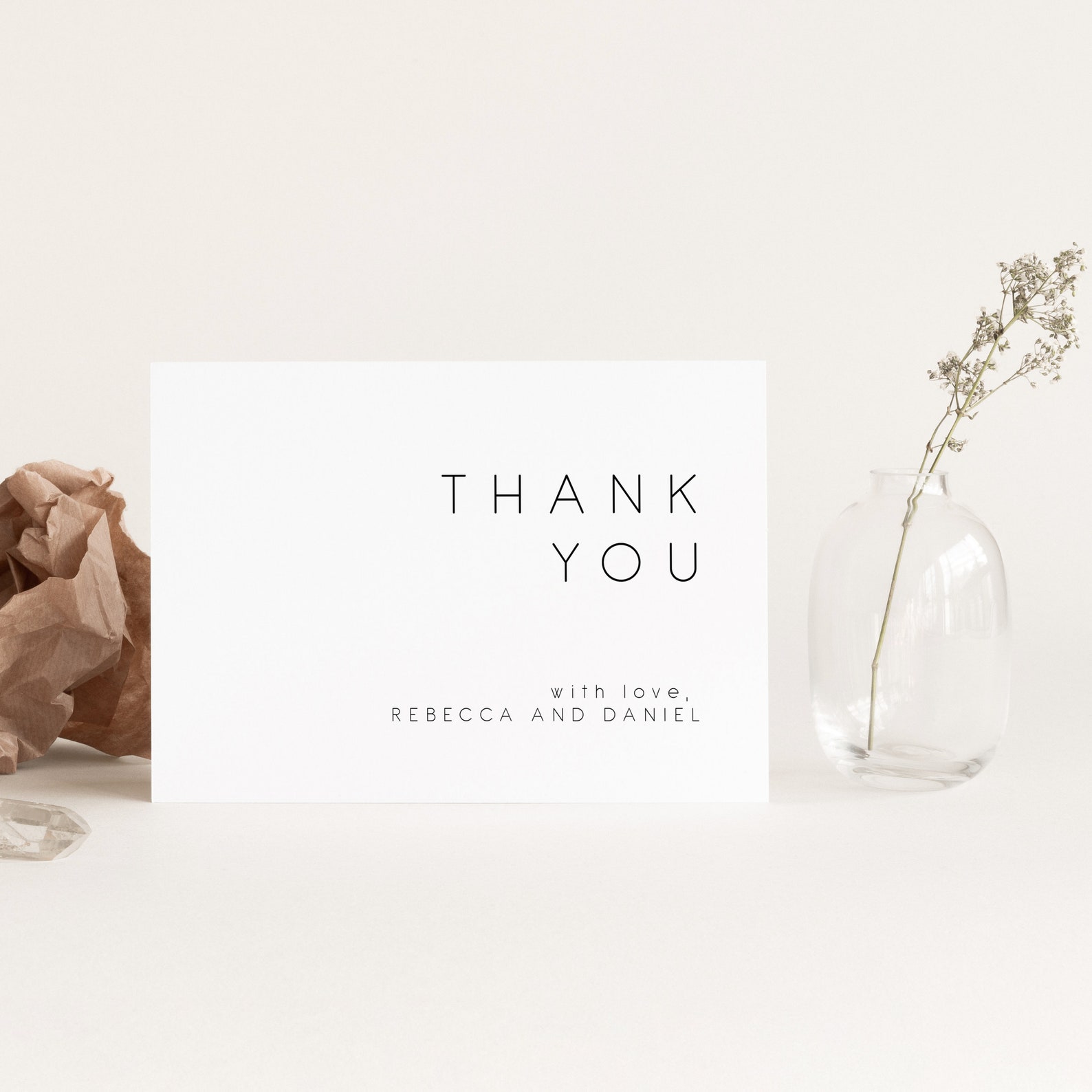 Minimalist Thank You Card Template | Printable Modern Thank You Card ...