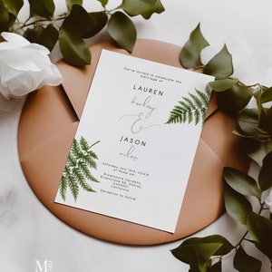 Elegant Fern wedding invite, editable fern wedding invitation, Greenery wedding invite, instant download 112 image 1