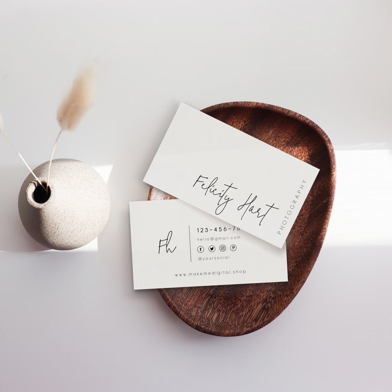 Minimalistiskt visitkort | Redigerbar visitkortsmall | Fotografisk visitkort | Modernt litet visitkort, Handgjort visitkort 111 bild 1