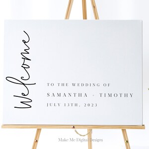 Modern Welcome Sign, Minimalist Welcome Wedding Sign, Printable Reception Sign, Instant Download, minimal sign Welcome Editable PDF DIY 111 image 2