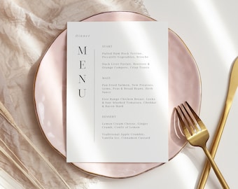 MCKENNA | Minimalist Dinner Menu Template modern Wedding Menu Template elegant dining menu Editable Instant Download 101