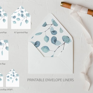 Eucalyptus Envelope Liner Template DIY Greenery Envelope Liner Wedding blue eucalyptus Envelope Liner Printable Wedding Envelope 113