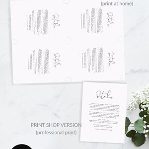 May include: Printable wedding details card with trim marks for home printing and a version for professional printing. The card includes the text "Details" and information about transportation, RSVP details, and a website address.