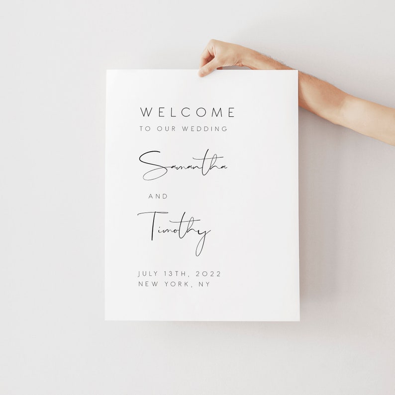 Modern Wedding Welcome Sign, Welcome Wedding Sign Printable, Wedding Reception Sign, Instant Download Welcome Sign Editable DIY 120 image 2